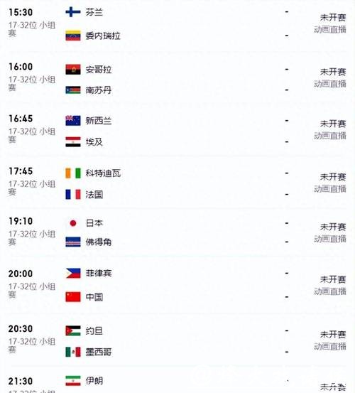 2023世界杯完整比赛日程安排一览